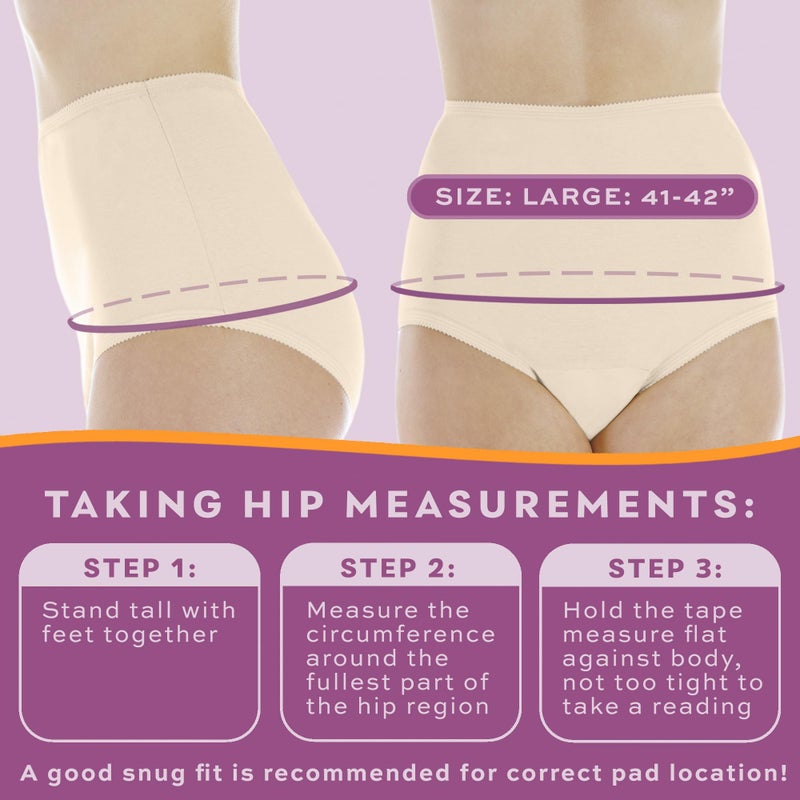 Wear-Ever Wearever Women's Cotton Comfort Incontinence Panties for Bladder Control with Regular Absorbency - Reusable & Washable Leak Proof Underwear 150 ml (Pack of 3) (Beige) (L) (Fits Hip Sizes: 41-42") - Image 3